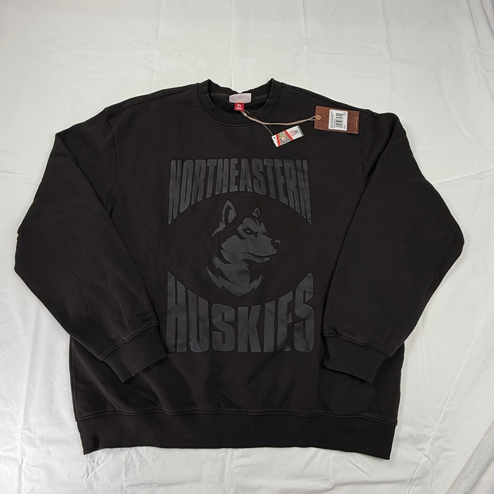 Mitchell & Ness Northeastern Huskies Crewneck Sweatshirt Black XL New With Tags